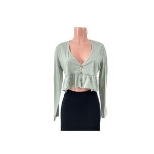 NWT Urban Outfitters Tops X Project Social T Button Up Crop Top Green Size Small